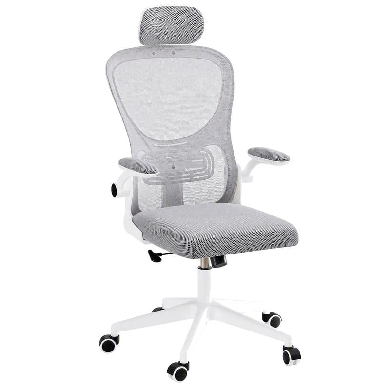 Jocoevol Ergonomikus Irodai Szék Fejtámasszal, Karfával és Ágyéktámasszal, Háló Főnöki Szék, 150 kg Teherbírás, Otthoni Irodához és Diákoknak, Szürke