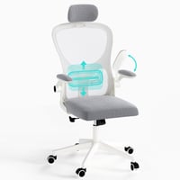 Jocoevol Ergonomikus Irodai Szék Fejtámasszal, Karfával és Ágyéktámasszal, Háló Főnöki Szék, 150 kg Teherbírás, Otthoni Irodához és Diákoknak, Szürke 7
