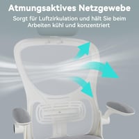 Jocoevol Ergonomikus Irodai Szék Fejtámasszal, Karfával és Ágyéktámasszal, Háló Főnöki Szék, 150 kg Teherbírás, Otthoni Irodához és Diákoknak, Szürke 5