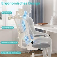 Jocoevol Ergonomikus Irodai Szék Fejtámasszal, Karfával és Ágyéktámasszal, Háló Főnöki Szék, 150 kg Teherbírás, Otthoni Irodához és Diákoknak, Szürke 4