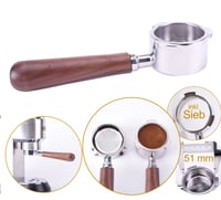 JOEFREX portafilter bez dna 51 mm za Delonghi Dedica EC680 EC685 EC885 - Držač filtera od orahovine i nehrđajućeg čelika - Dodatak za kavu 2