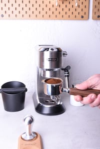 JOEFREX portafilter bez dna 51 mm za Delonghi Dedica EC680 EC685 EC885 - Držač filtera od orahovine i nehrđajućeg čelika - Dodatak za kavu 5