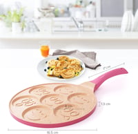 joeji's Kitchen 26,5 cm-es mosolygós palacsintasütő 7 üreggel, indukciós, nem tapadó alumínium, rózsaszín 2