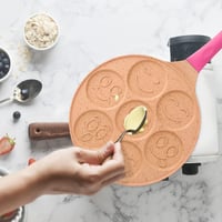 joeji's Kitchen 26,5 cm-es mosolygós palacsintasütő 7 üreggel, indukciós, nem tapadó alumínium, rózsaszín 6