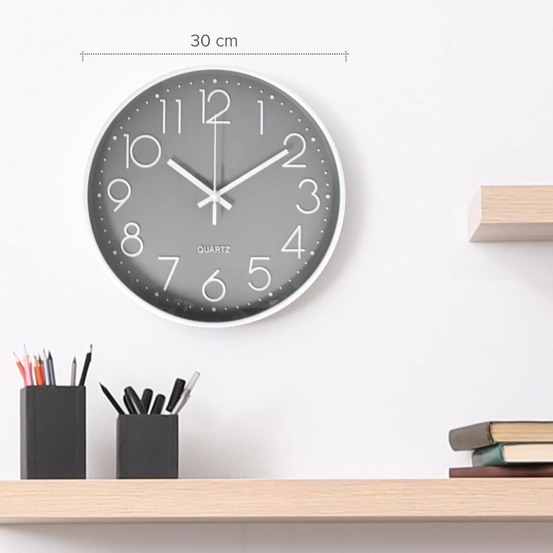 joeji's Kitchen 30 cm-es Falióra Szürke Csendesen Működő Konyhai Hálószobai Nappali Óra