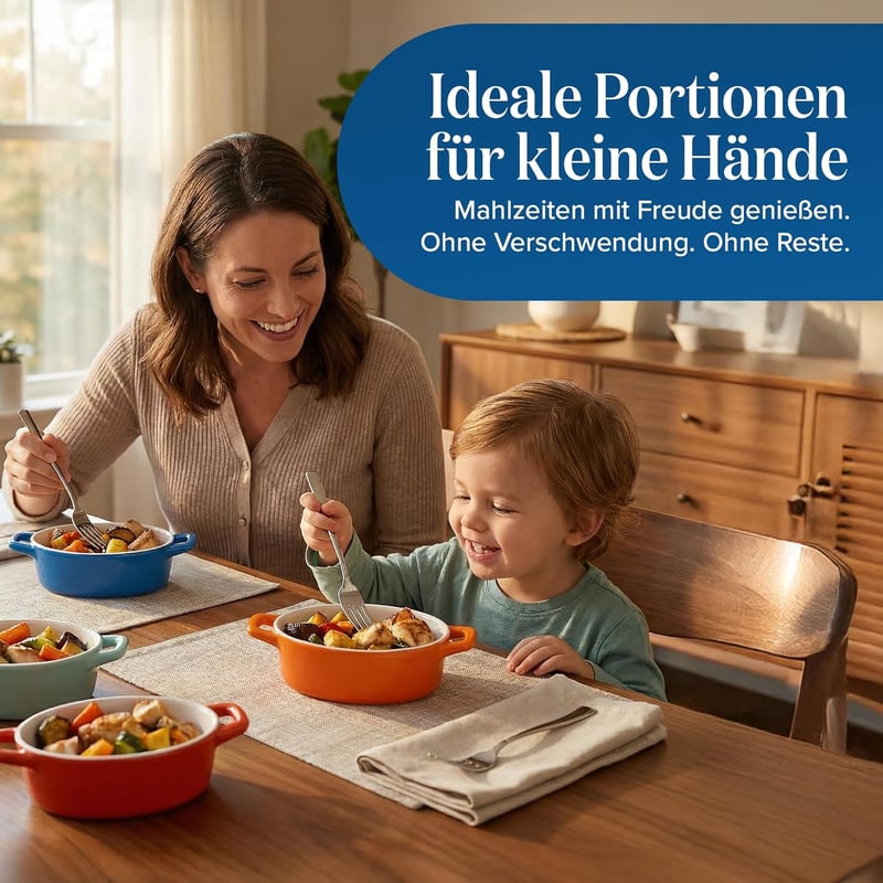 Joeji's Kitchen 4 darabos mini kerámia sütőedény készlet, fehér ovális ramekin füllel