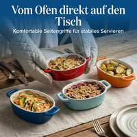 Joeji's Kitchen 4 darabos mini kerámia sütőedény készlet, fehér ovális ramekin füllel 8