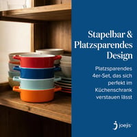Joeji's Kitchen 4 darabos mini kerámia sütőedény készlet, fehér ovális ramekin füllel 7