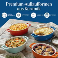 Joeji's Kitchen 4 darabos mini kerámia sütőedény készlet, fehér ovális ramekin füllel 3