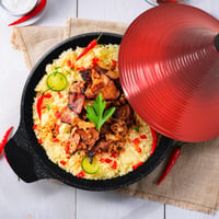 Joeji's Kitchen Marokkói Tagine Edény 28 cm - Tapadásmentes Alumínium Főzőedény Fedővel, 4,5L, Indukciós Tűzhelyre, Mosogatógépben Mosható 6