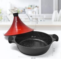 Joeji's Kitchen Marokkói Tagine Edény 28 cm - Tapadásmentes Alumínium Főzőedény Fedővel, 4,5L, Indukciós Tűzhelyre, Mosogatógépben Mosható 2