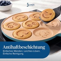 joeji's Kitchen Szmiley palacsinta serpenyő 7 üreges tapadásmentes öntött alumínium 26,5 cm kék indukcióhoz tojás és lepény sütéshez 5