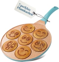 joeji's Kitchen Szmiley palacsinta serpenyő 7 üreges tapadásmentes öntött alumínium 26,5 cm kék indukcióhoz tojás és lepény sütéshez 1