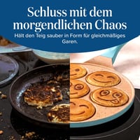 joeji's Kitchen Szmiley palacsinta serpenyő 7 üreges tapadásmentes öntött alumínium 26,5 cm kék indukcióhoz tojás és lepény sütéshez 3