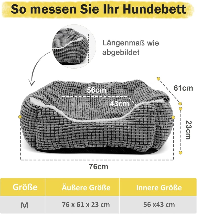JOEJOY Közepes Kutyaágy Levehető Takaróval, Mosható Kordbársony Kutyakosár 18kg-ig