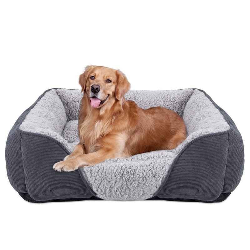 JOEJOY krevet za pse, periv, plišani - sivi - 76x61x23 cm
