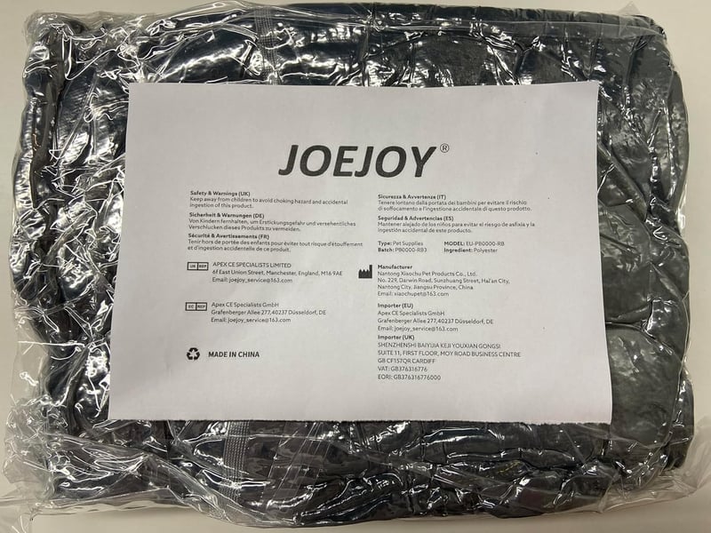 JOEJOY Nagytestű kutyáknak szürke kosaras kutyaágy levehető takaróval, csúszásgátló magas peremű kutyakanapé bársony plüssből 89 x 64 x 23 c
