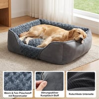 Joejoy krevet za pse srednje i velike pasmine, periva mekana košara, protuklizni antistresni krevet za pse, 76x61x23 cm, siva 4