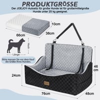 JOEJOY Kutyaülés Autóba Nagy és Közepes Méretű Kutyáknak, Mosható Vastag Párna, Biztonsági Övvel, Csúszásgátló Aljjal, Szürke 5