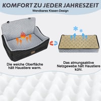 JOEJOY Kutyaülés Autóba Nagy és Közepes Méretű Kutyáknak, Mosható Vastag Párna, Biztonsági Övvel, Csúszásgátló Aljjal, Szürke 3