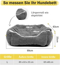 JOEJOY Nagytestű kutyáknak szürke kosaras kutyaágy levehető takaróval, csúszásgátló magas peremű kutyakanapé bársony plüssből 89 x 64 x 23 c 6