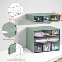 Stolový organizér JOENCOST s 9 zásuvkami, 4-poschodový stohovateľný plastový úložný box na písací stôl, organizér do kancelárie a na kozmetiku, zelený 3