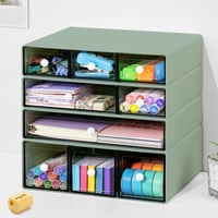 Stolový organizér JOENCOST s 9 zásuvkami, 4-poschodový stohovateľný plastový úložný box na písací stôl, organizér do kancelárie a na kozmetiku, zelený 1
