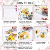Joeyan set 2 autocolante tip transfer (Rub On) cu flori, autocolant mare pentru mobilă 42x30 cm, folie de transfer pentru suprafețe din lemn, sticlă, metal, pânză, porțelan, hârtie și plastic, model Rosenkert 6