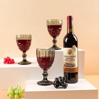 Joeyan vintage dombormintás boros talpas pohár - zöld - 300 ml - 4 db 7
