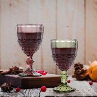 Joeyan vintage dombormintás boros talpas pohár - zöld - 300 ml - 4 db 4