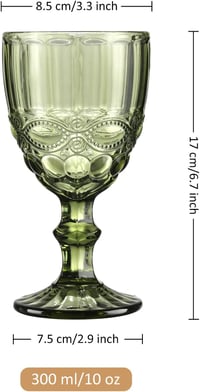 Joeyan vintage dombormintás boros talpas pohár - zöld - 300 ml - 4 db 6