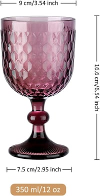 Joeyan dombornyomott gyémántmintás borospohár készlet - lila - 350 ml - 4 db 7