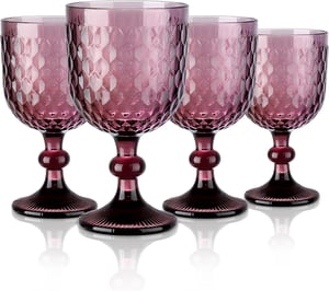 Joeyan reljefni set čaša za vino s uzorkom dijamanta - ljubičaste - 350 ml - 4 kom.