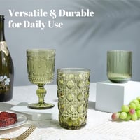 Joeyan vintage ivópohár készlet - zöld - 400 ml, 4 db 6
