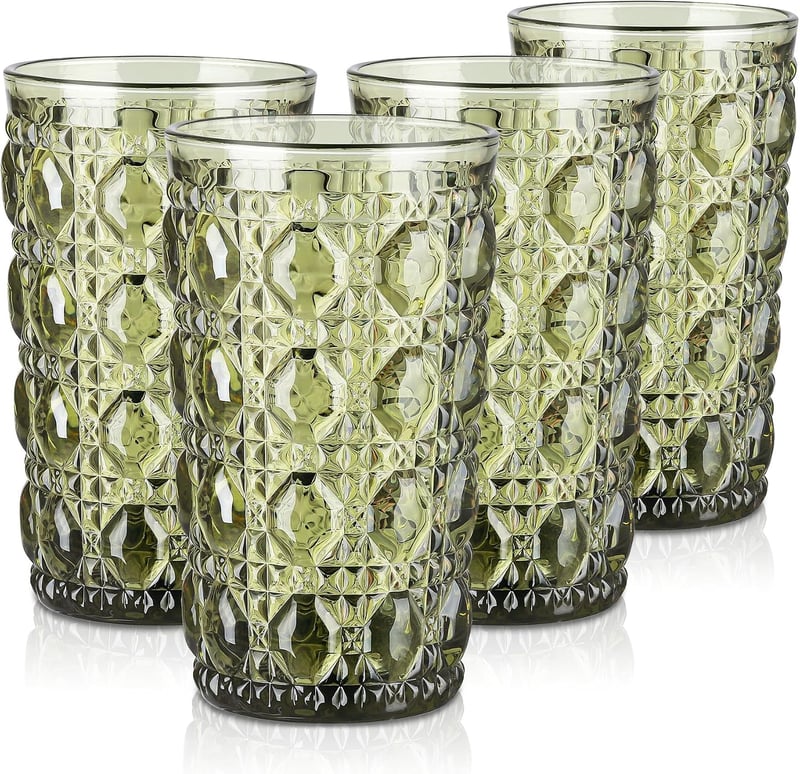 Joeyan vintage ivópohár készlet - zöld - 400 ml, 4 db