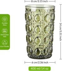 Joeyan vintage ivópohár készlet - zöld - 400 ml, 4 db 2