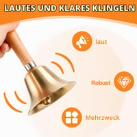 Clopoțel de mână Jognee cu mâner din lemn, clopoțel din alamă masivă pentru vârstnici, nunți, birou, meditație, lecții de muzică 6