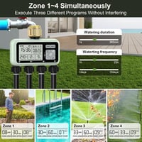 Johgee 4 csatornás öntözőtimer esőérzékelővel, automata locsolóóra kerti szivattyúhoz 7