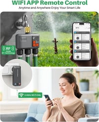 Controler inteligent pentru irigare prin Wi-Fi johgee cu 3 ieșiri, intrare din alamă, temporizator automat pentru grădină, compatibil cu Alexa și Smart Life 2