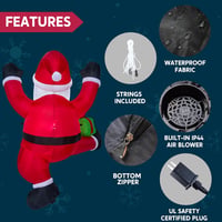 Joiedomi 180 cm-es Felfújható Mászó Mikulás LED-del Karácsonyi Dekorációhoz - Climbing Santa with Gift Box 6