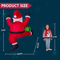 Joiedomi 180 cm-es Felfújható Mászó Mikulás LED-del Karácsonyi Dekorációhoz - Climbing Santa with Gift Box 5