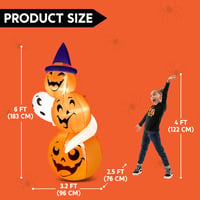 Joiedomi 180 cm Halloween Felfújható Dekoráció Kültéri - Szellem és Tök Boszorkány Kalappal 4