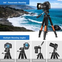 JOILCAN 187 cm alumínium kameraállvány levehető fejjel mobiltelefon tartóval Canon Nikon DSLR-hez okostelefonhoz táskával narancsszínben 4