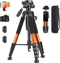 JOILCAN 187 cm alumínium kameraállvány levehető fejjel mobiltelefon tartóval Canon Nikon DSLR-hez okostelefonhoz táskával narancsszínben 1