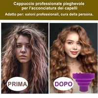 Silikónový difuzér na sušič vlasov JOIYHY pre kučeravé vlasy, skladací a opakovane použiteľný, pre sušiče s priemerom 4,4 – 4,8 cm, fialový 5