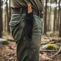 Cuțit Bushcraft Joker Arrui CO60 cu lamă de 10 cm, mâner din lemn de măslin și teacă din piele maro, pentru pescuit, vânătoare și camping 5