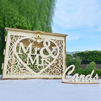 Jolik Vintage Esküvői Ajándékdoboz Fa Pénzgyűjtő Zárral Mr & Mrs Sárga 2