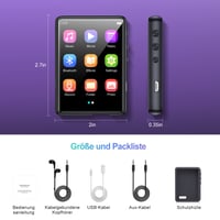 MP3 prehrávač joliker 64 GB, Bluetooth 5.3, HiFi zvuk bez straty kvality, 2,4-palcový farebný displej, FM rádio, HD reproduktor, e-kniha, diktafón, podpora TF kariet do 128 GB 6