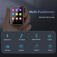 MP3 prehrávač joliker 64 GB, Bluetooth 5.3, HiFi zvuk bez straty kvality, 2,4-palcový farebný displej, FM rádio, HD reproduktor, e-kniha, diktafón, podpora TF kariet do 128 GB 5