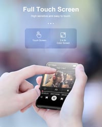MP3 prehrávač Joliker 64 GB, Bluetooth 5.3, prenosný hudobný prehrávač s dotykovou obrazovkou, vstavaným reproduktorom, FM rádiom a diktafónom, čierny, 2,4 palca 8